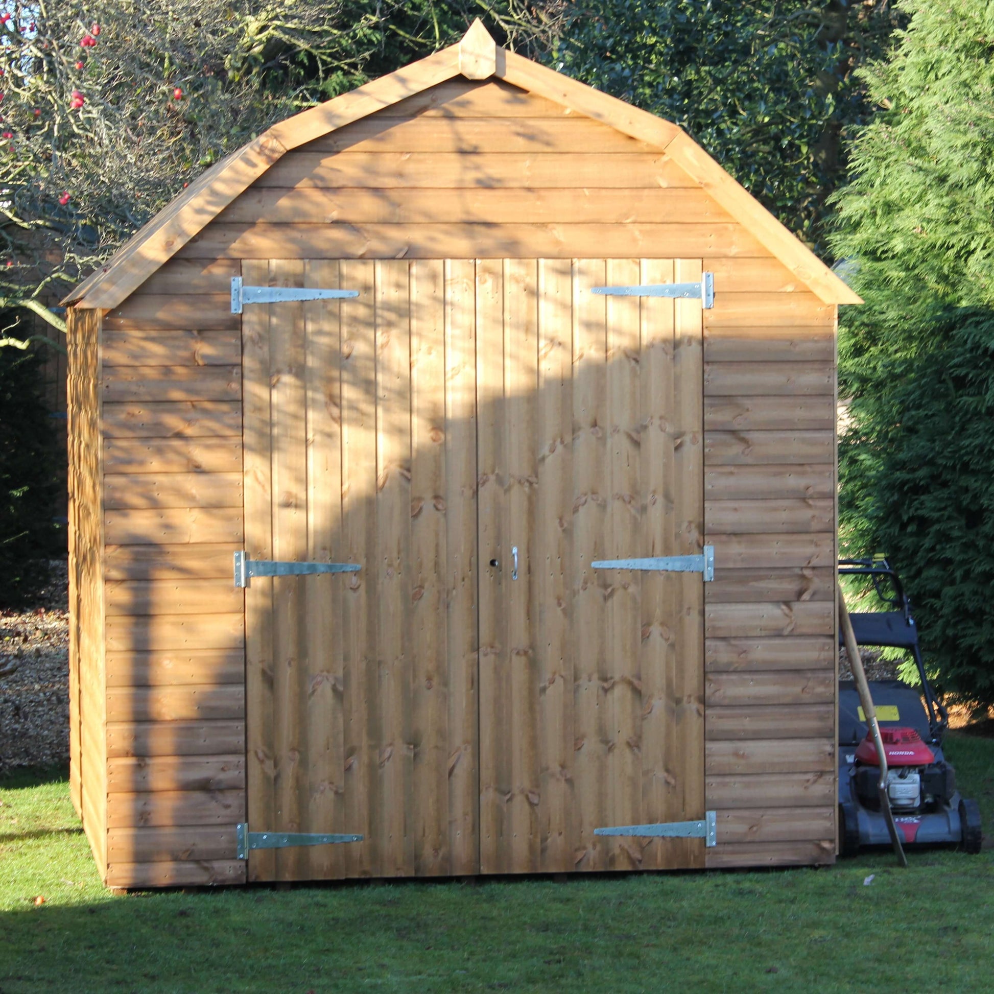 dutch barn shed front view in the sun