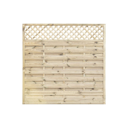 Horizontal Lattice Top Fence Panel with Diamond Trellis